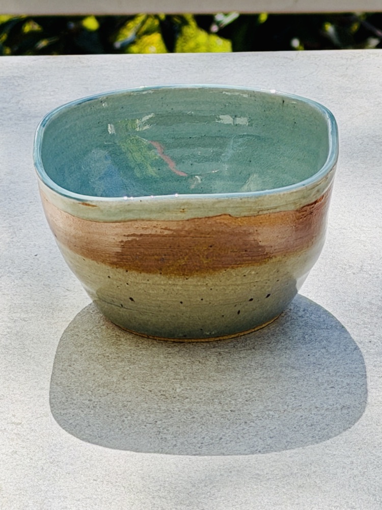 Blue square rim bowl, handmade by Suzanne Luna