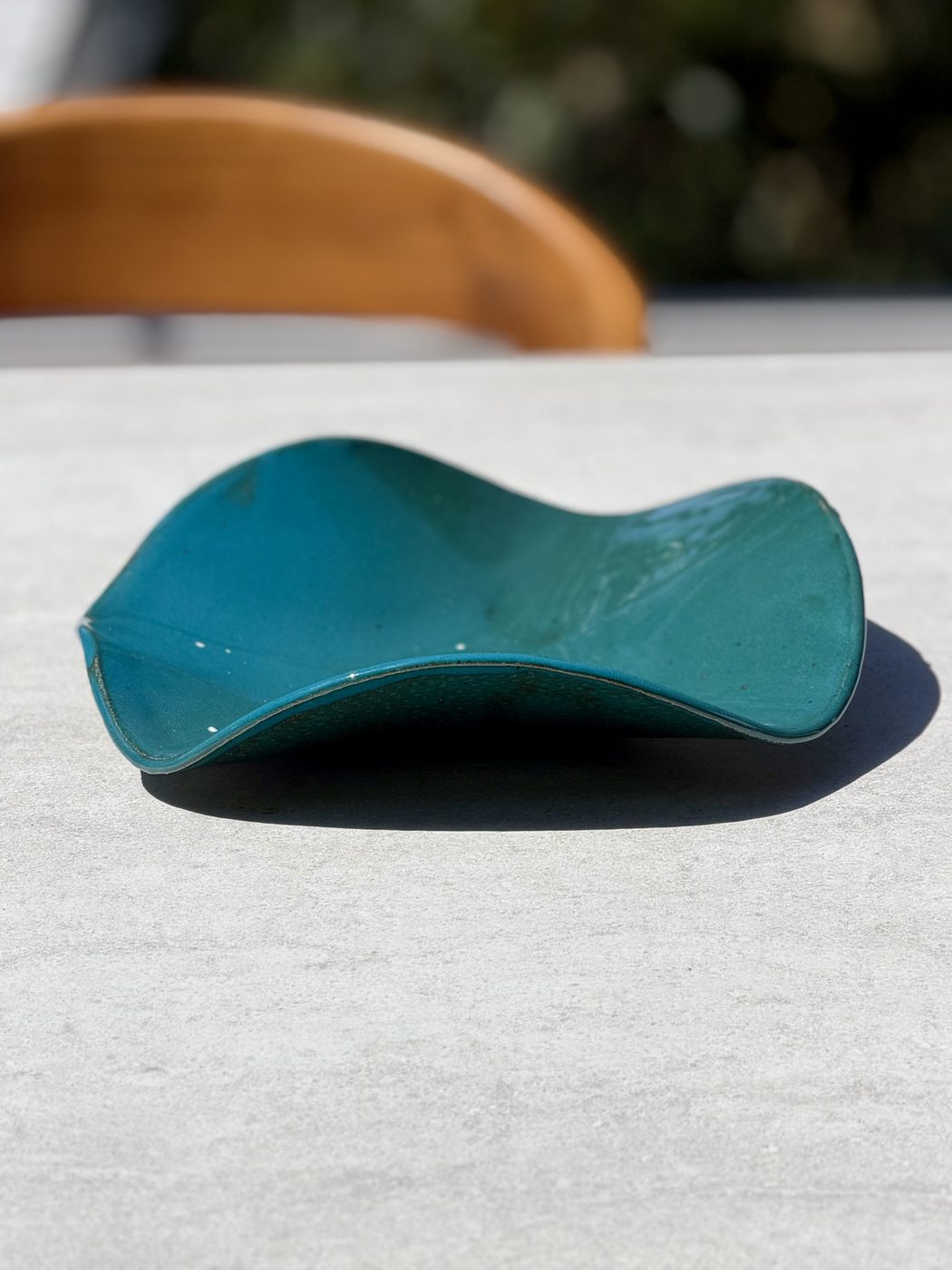 Discounted Turquoise Stingray dish (glaze issue on rim), handmade by Suzanne Luna