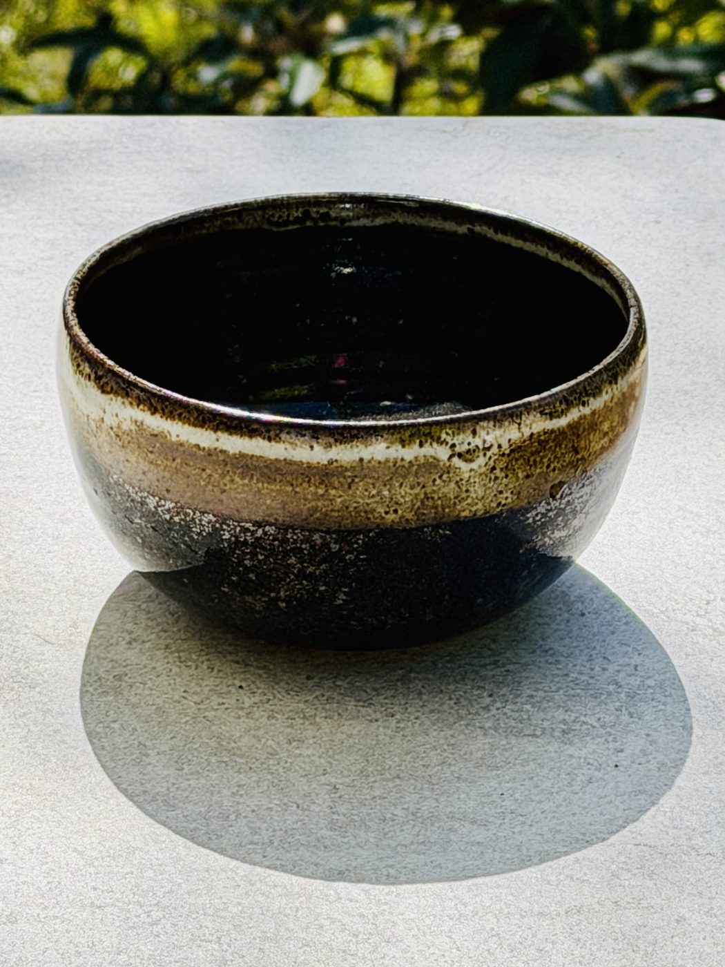 Stoneware medium Brown bowl light rim, handmade by Suzanne Luna