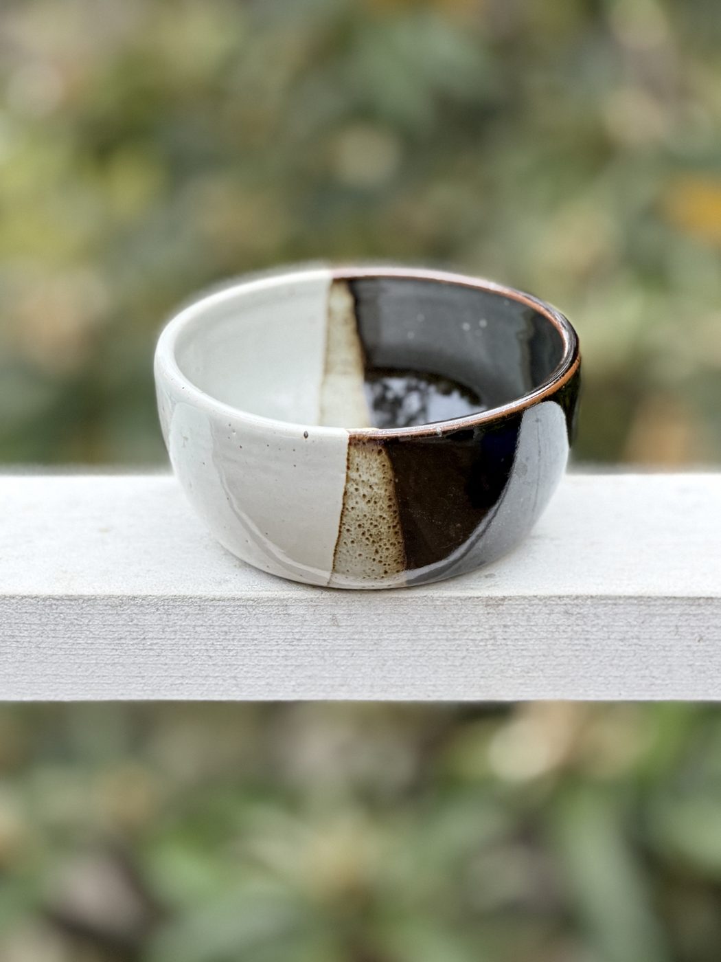 Stoneware medium Black and white “Coffee and Cream”bowl, handmade by Suzanne Luna