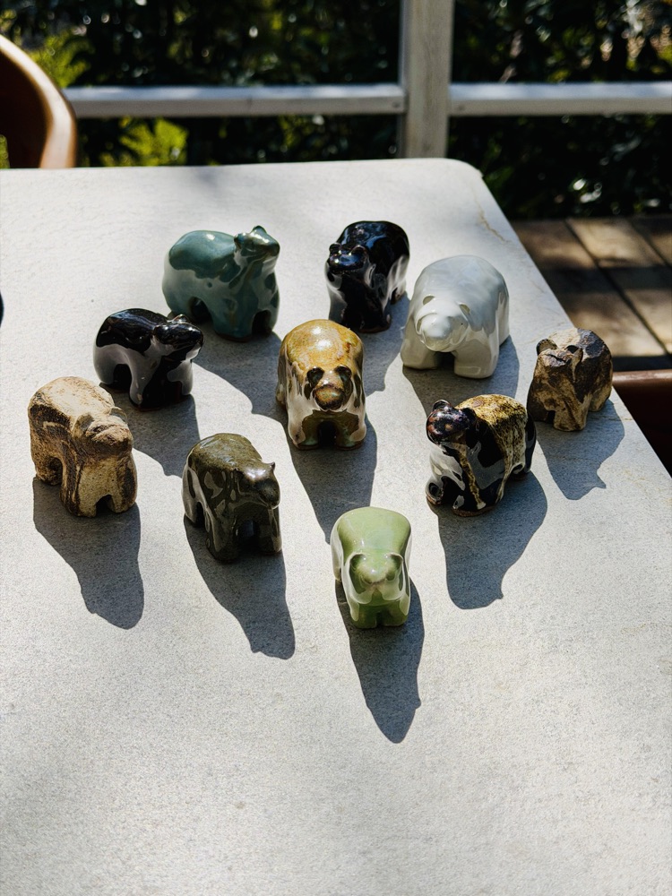 Ceramic bears (10), handmade by Suzanne Luna