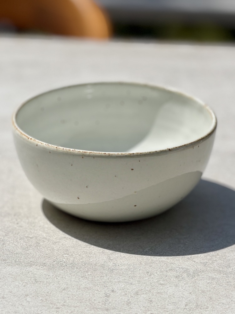 White glossy bowl, handmade by Suzanne Luna