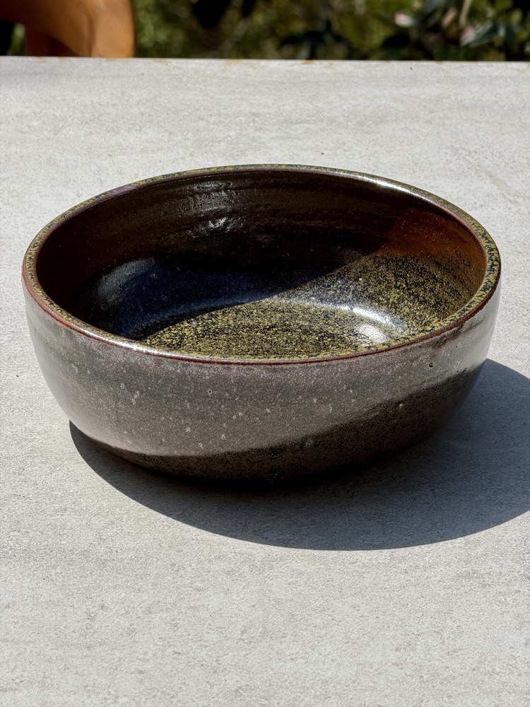 Deep brown and gold bowl, handmade by Suzanne Luna