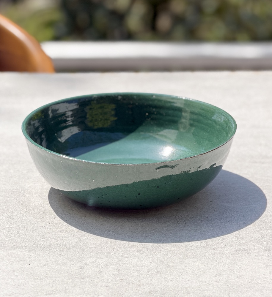 Large speckled Teal bowl, handmade by Suzanne Luna