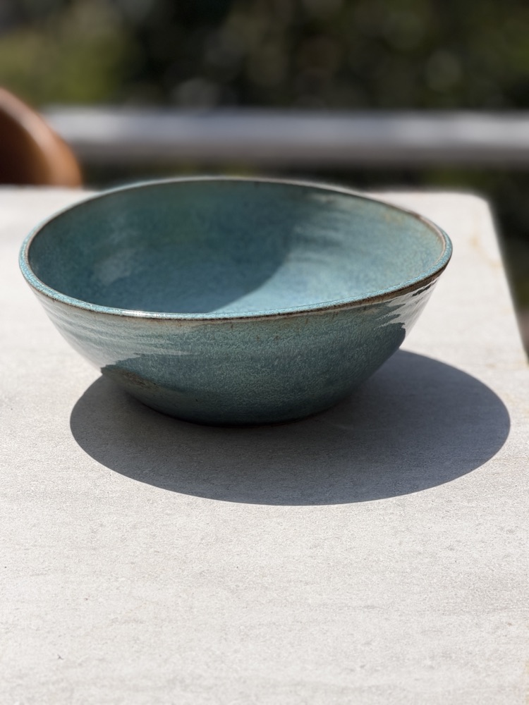 Extra Large Asymetric Ocean Blue bowl, handmade by Suzanne Luna