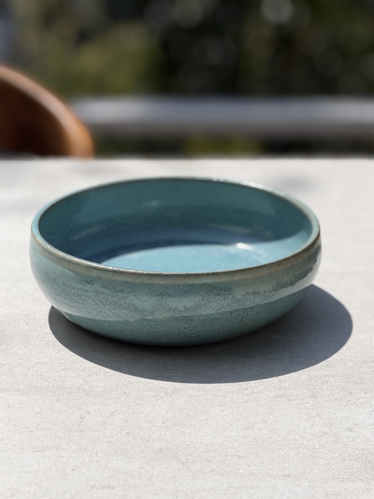 Extra Large Ocean Blue low bowl/platter, handmade by Suzanne Luna