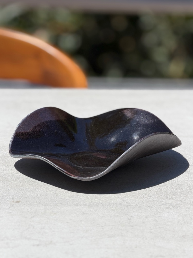 Stingray black clay raw exterior, handmade by Suzanne Luna
