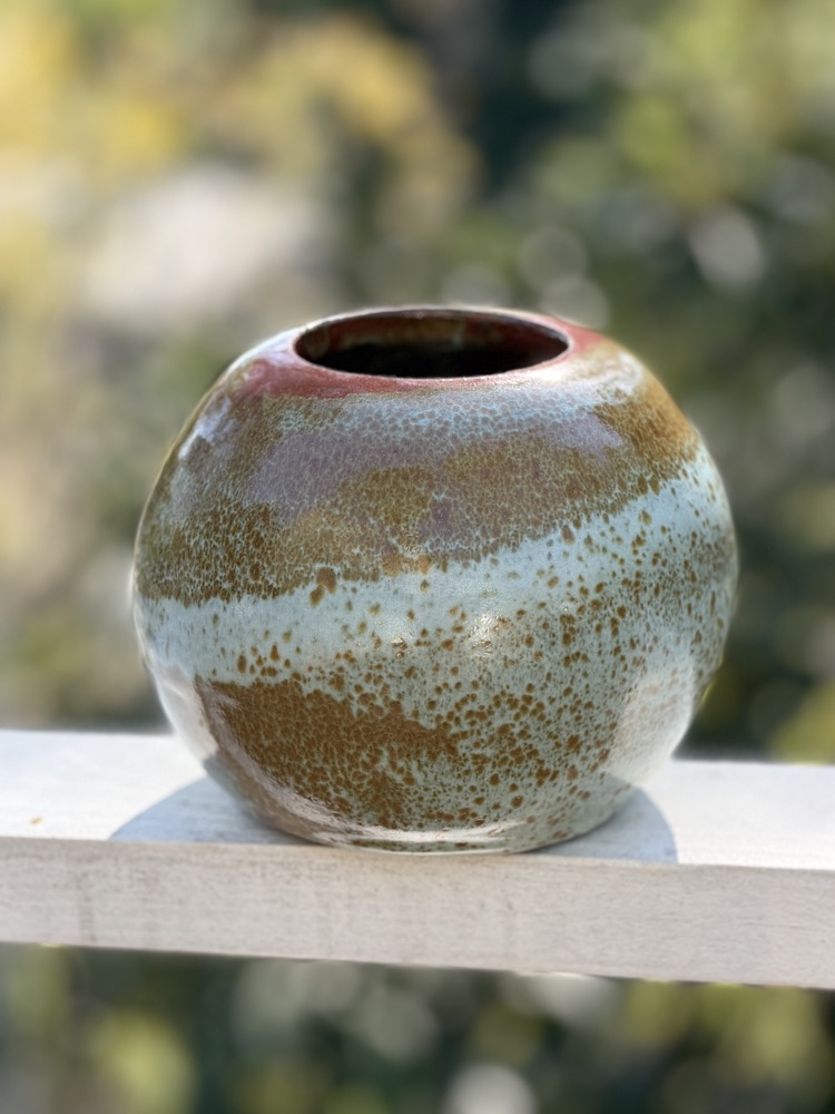 Heavy “moon”planter (heavily discounted for bottom), handmade by Suzanne Luna