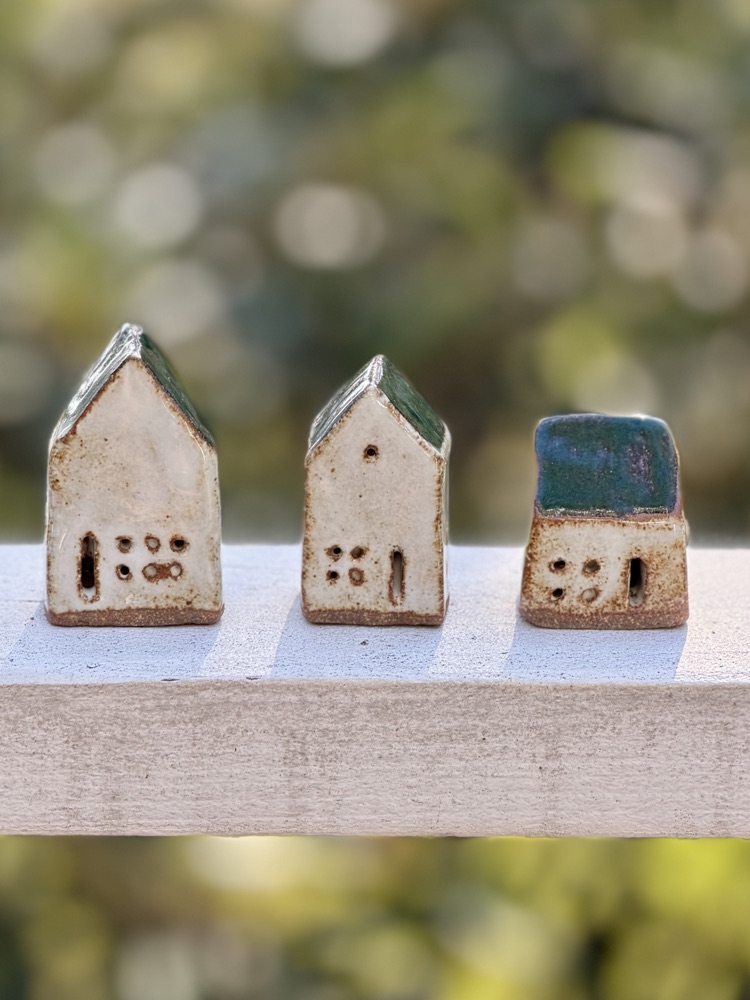 Trio of houses, handmade by Suzanne Luna